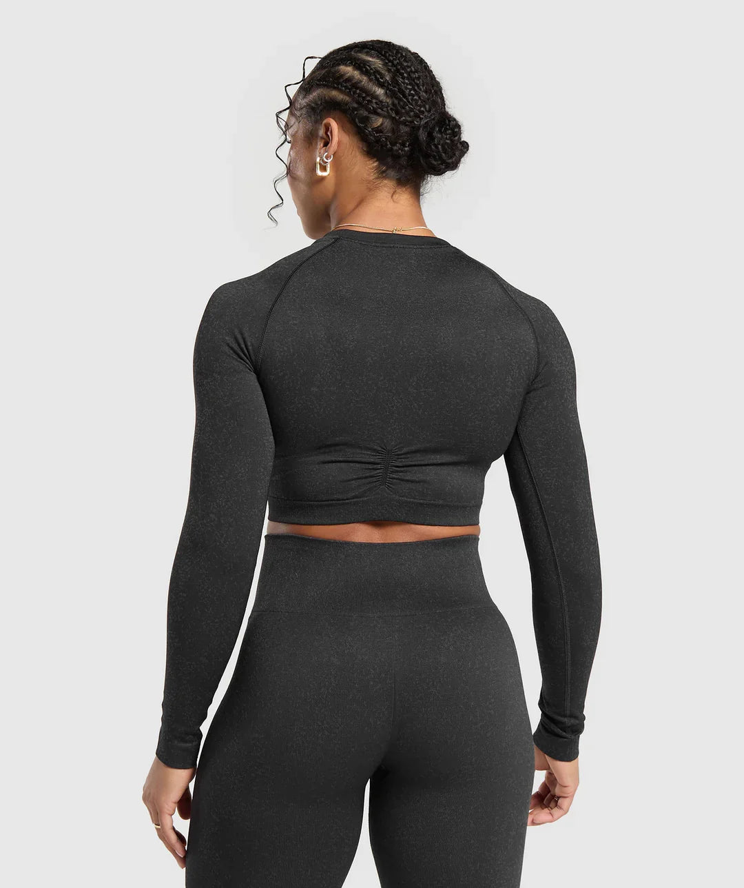 Adapt Fleck Seamless Long Sleeve Crop Top Mineral | Black