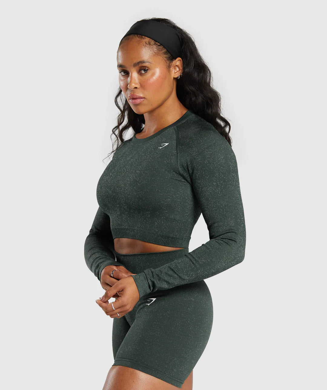 Adapt Fleck Seamless Long Sleeve Crop Top Victory Green/ Unit Green