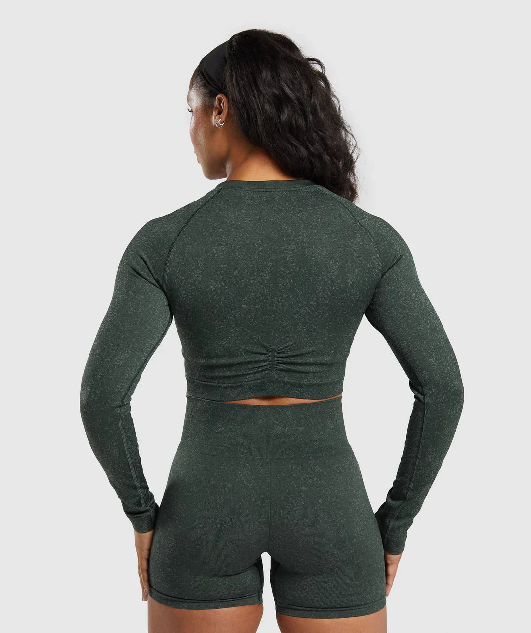 Adapt Fleck Seamless Long Sleeve Crop Top Slate Teal/Cargo Teal