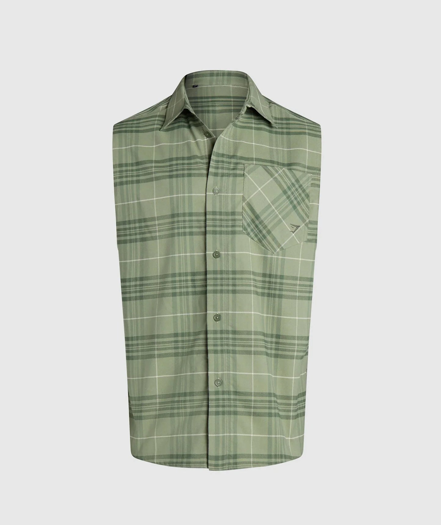 Check Sleeveless Shirt - Natural Sage Green