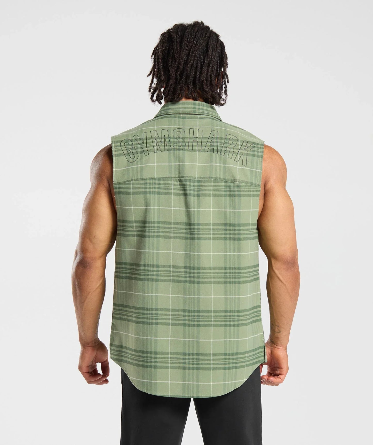 Check Sleeveless Shirt - Natural Sage Green