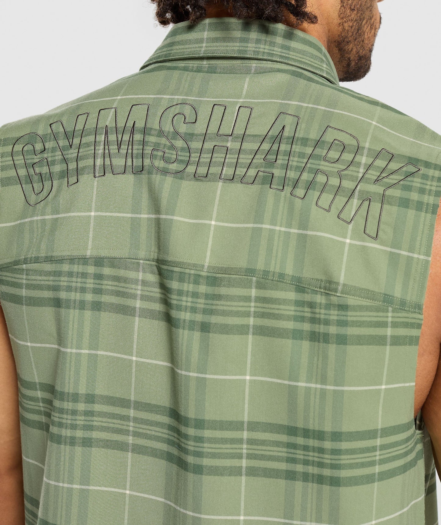 Check Sleeveless Shirt - Natural Sage Green