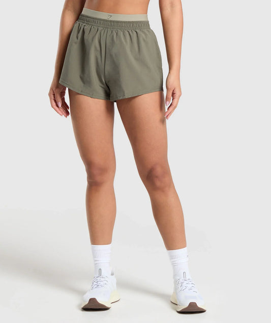 Double Waistband Shorts - Base Green/Chalk Green