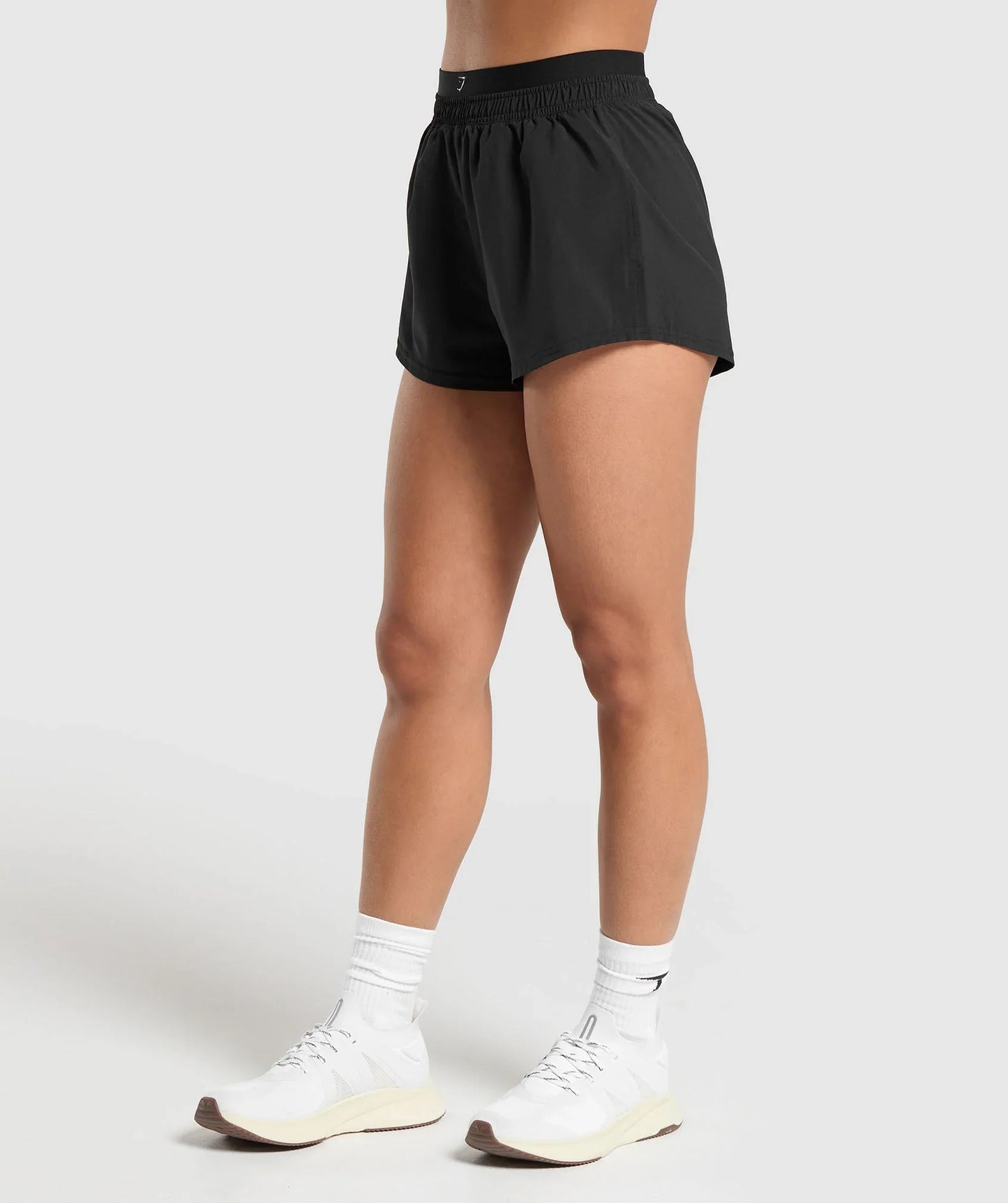 Double Waistband Shorts - Black/Black