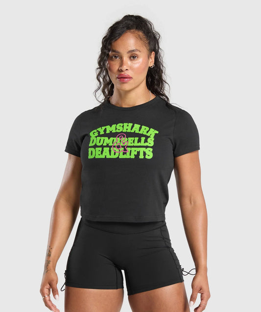 Dumbells & Deadlifts Baby Tee - White