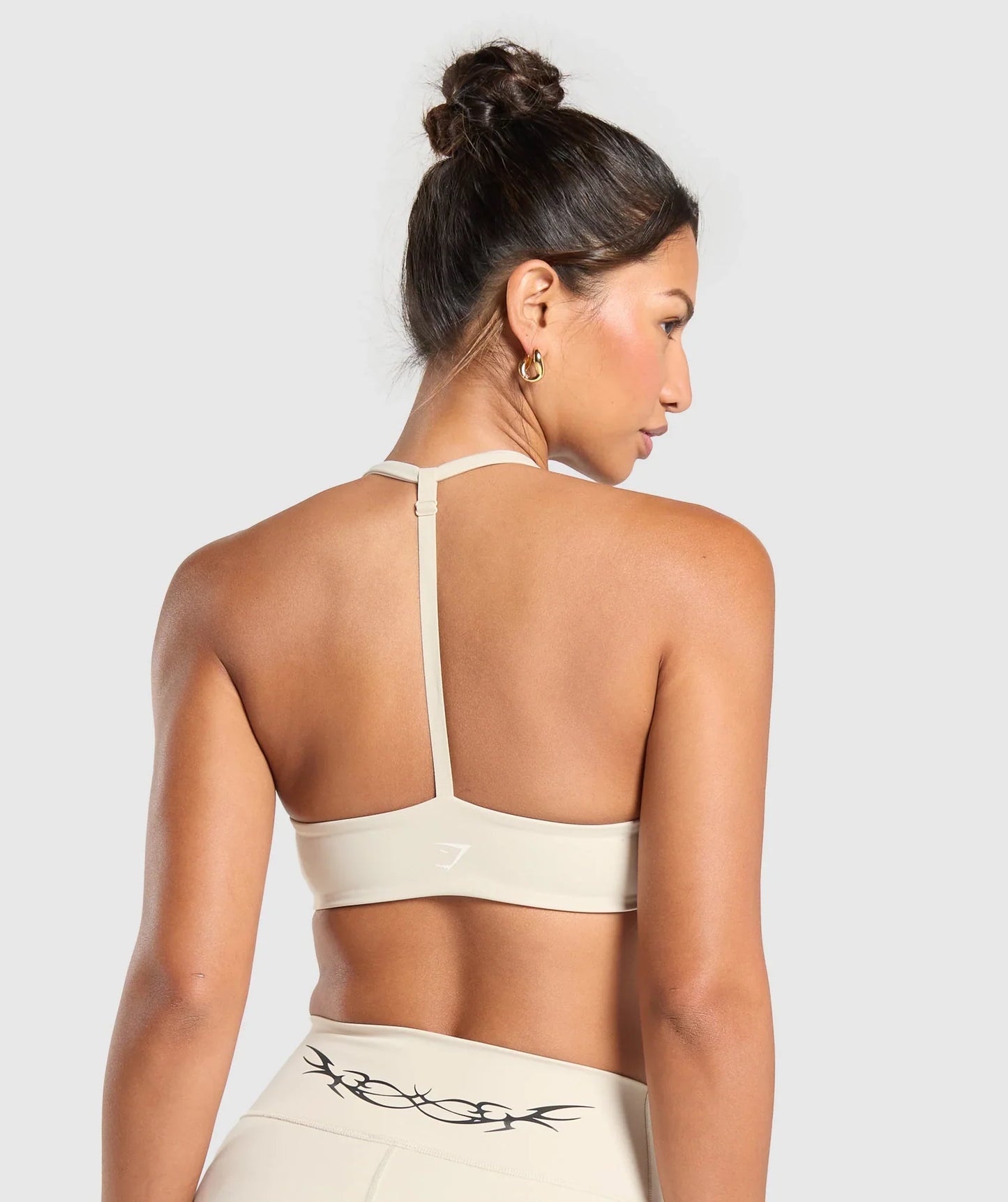 Elevate Tattoo Graphic Sports Bra - Cream Beige