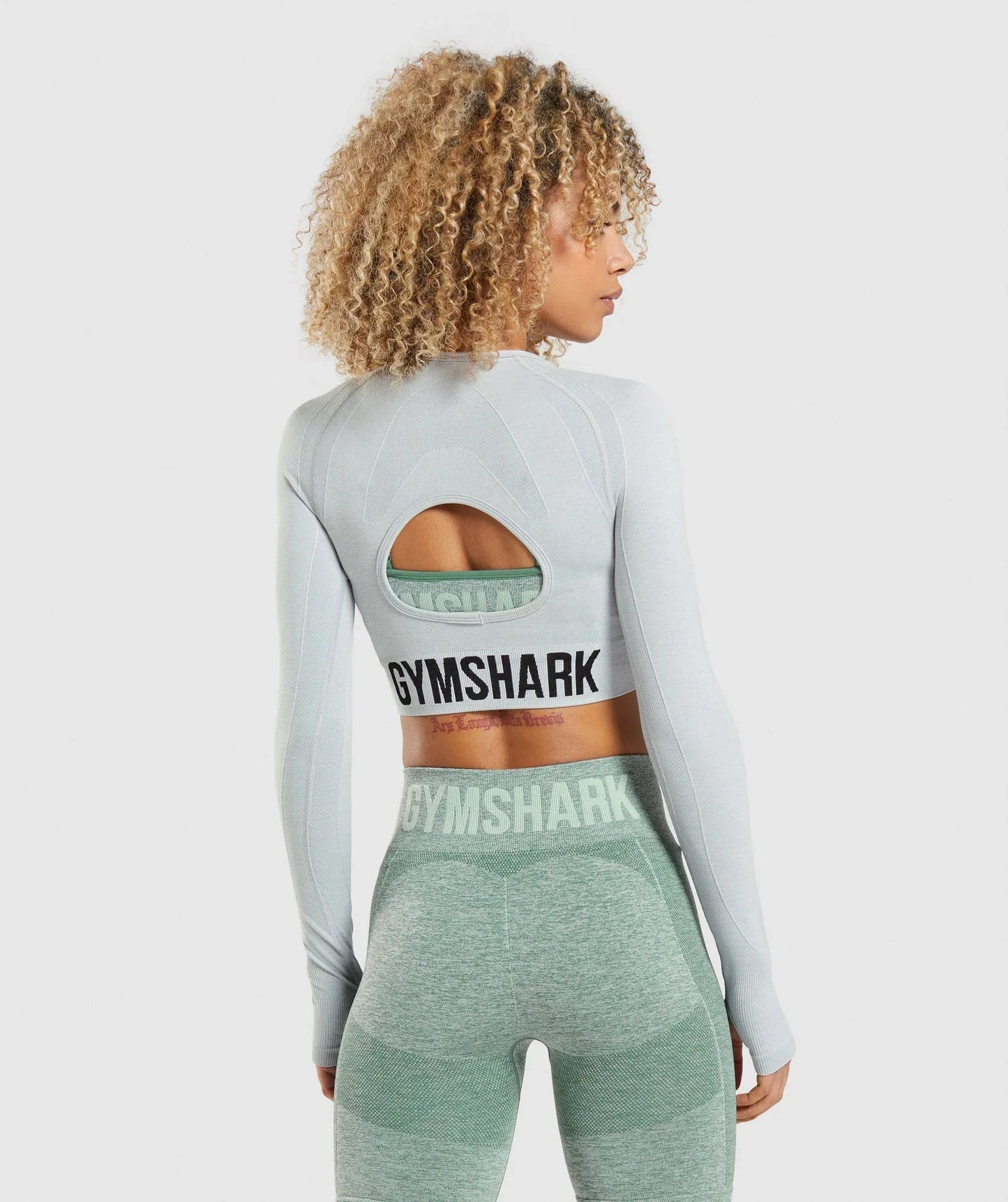 Flex Sports Long Sleeve Crop Top - Light Grey Marl