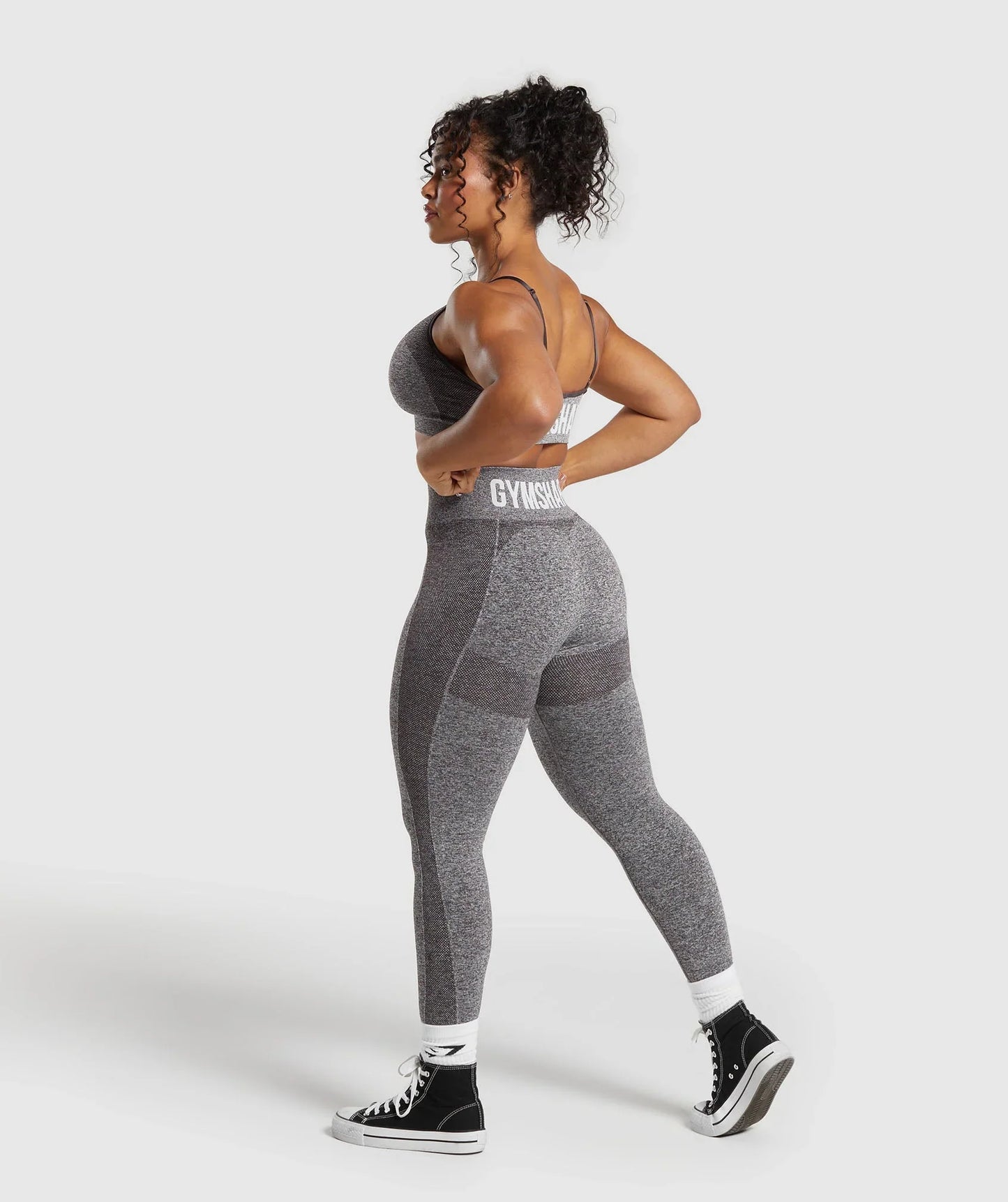 Flex High Waisted Leggings - Greyed Purple/White