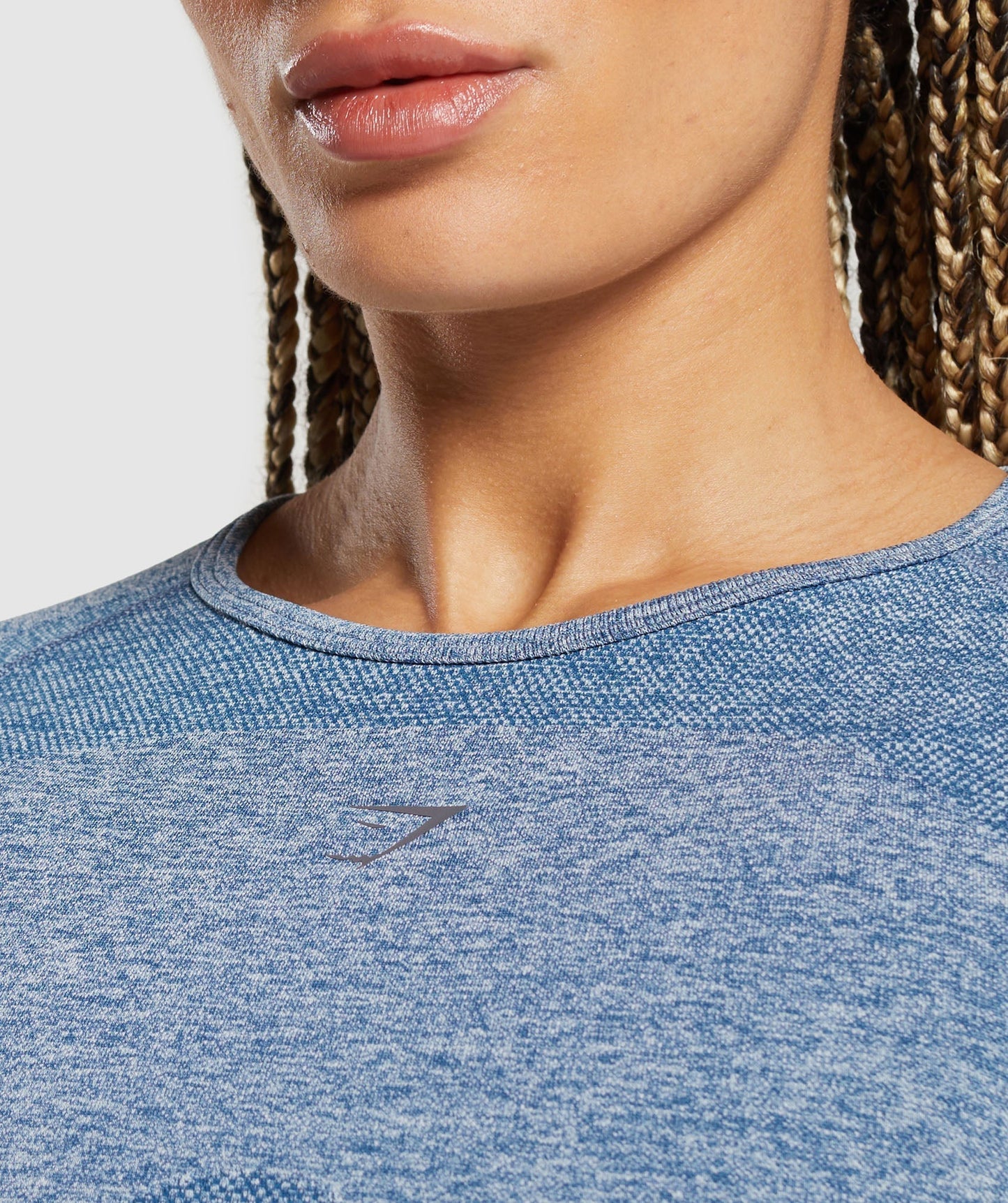 Flex Sports Long Sleeve Crop Top - Faded Blue/Pitch Grey