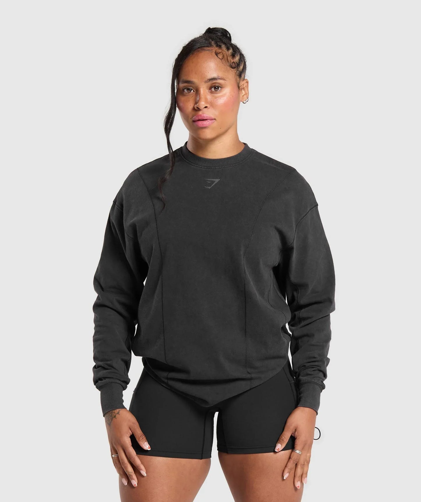 Power Oversized Long Sleeve Top - Black