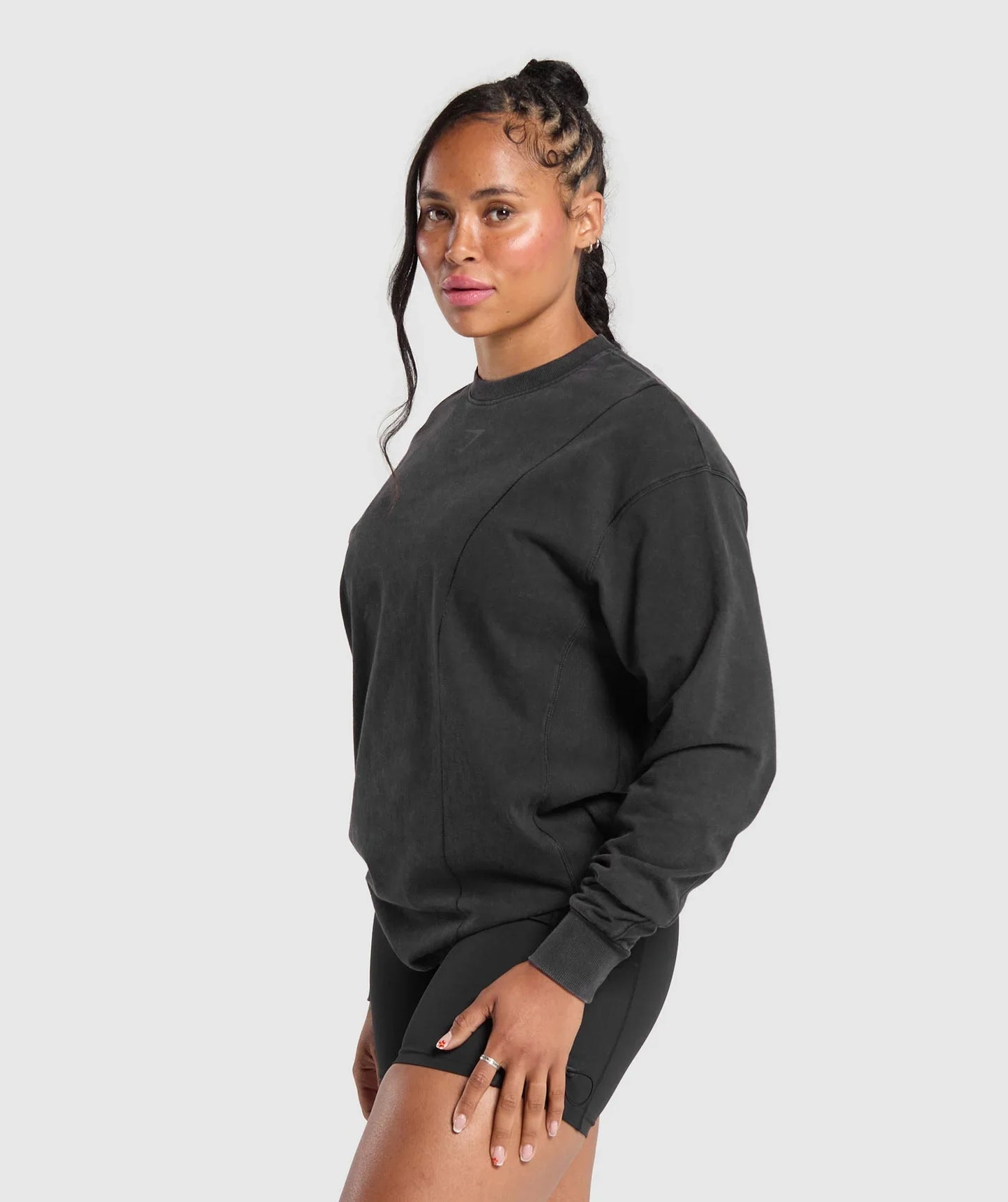 Power Oversized Long Sleeve Top - Black