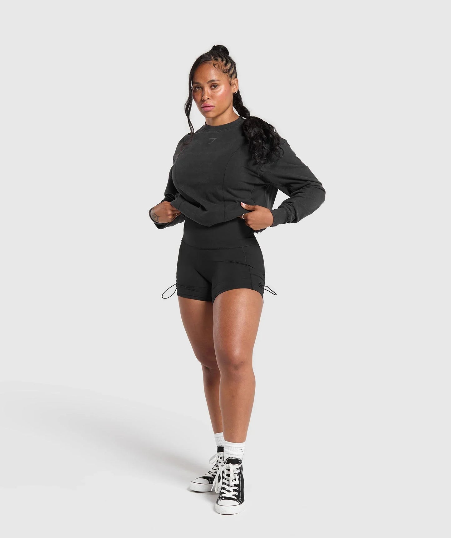 Power Oversized Long Sleeve Top - Black