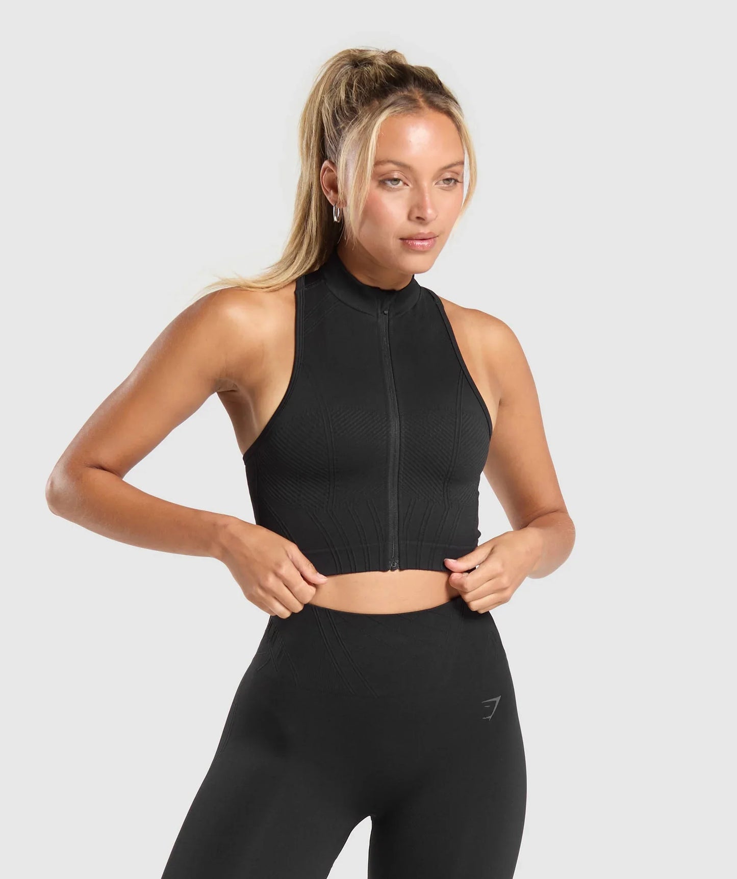 Corset Seamless Crop Tank - Black