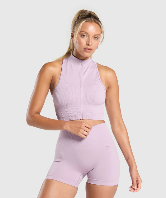 Corset Seamless Crop Tank - Warm Lilac