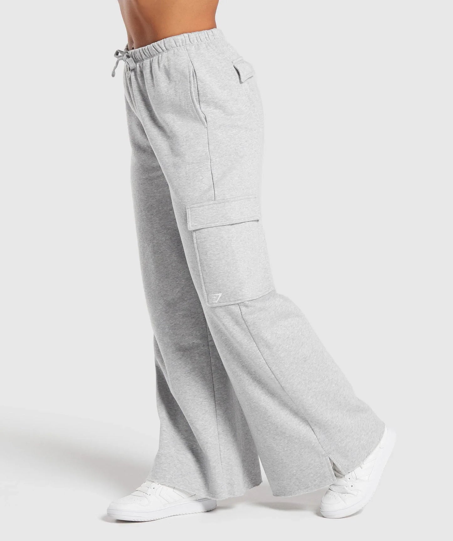 Fleece Cargo Pants - Light Grey Marl