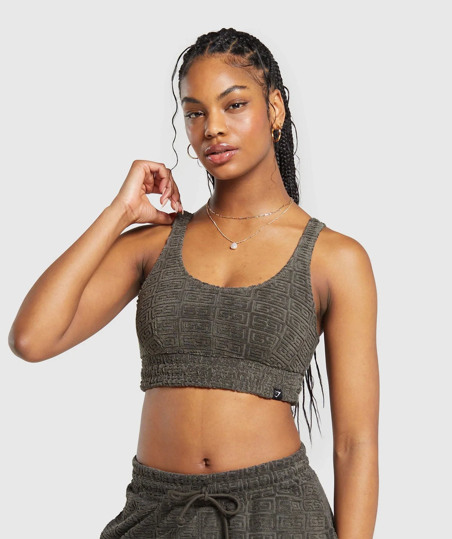 Monogram Towelling Bralette - Strength Green