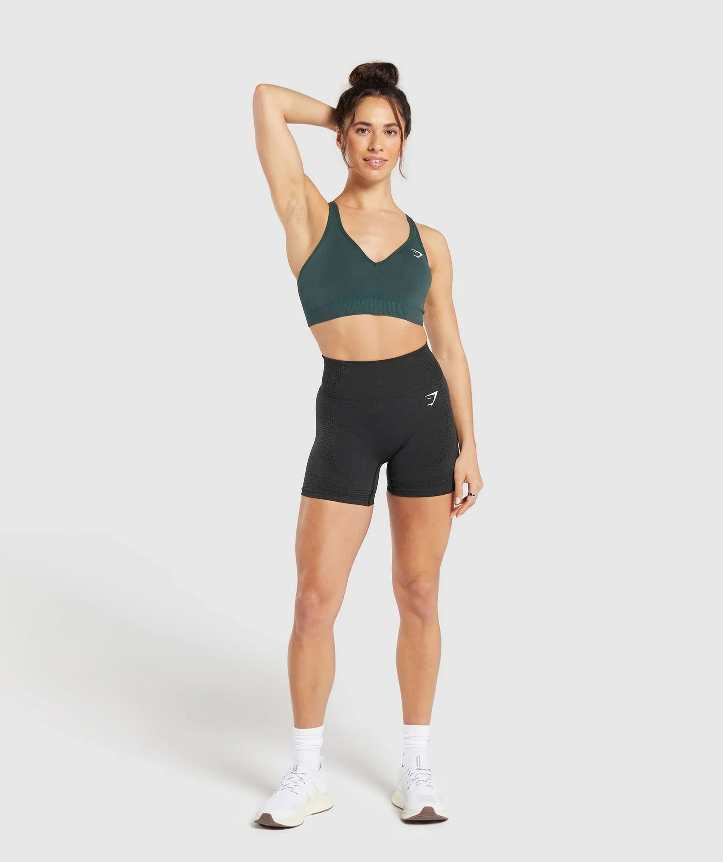 Vital Seamless 2.0 V Neck Sports Bra - Woodland Green Marl