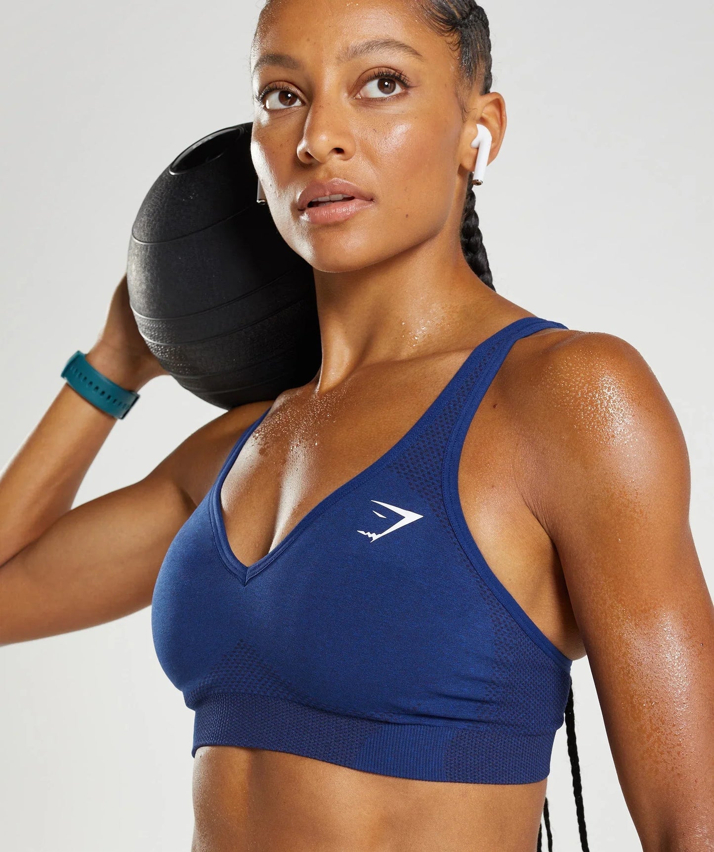 Vital Seamless 2.0 V Neck Sports Bra - Stellar Blue Marl