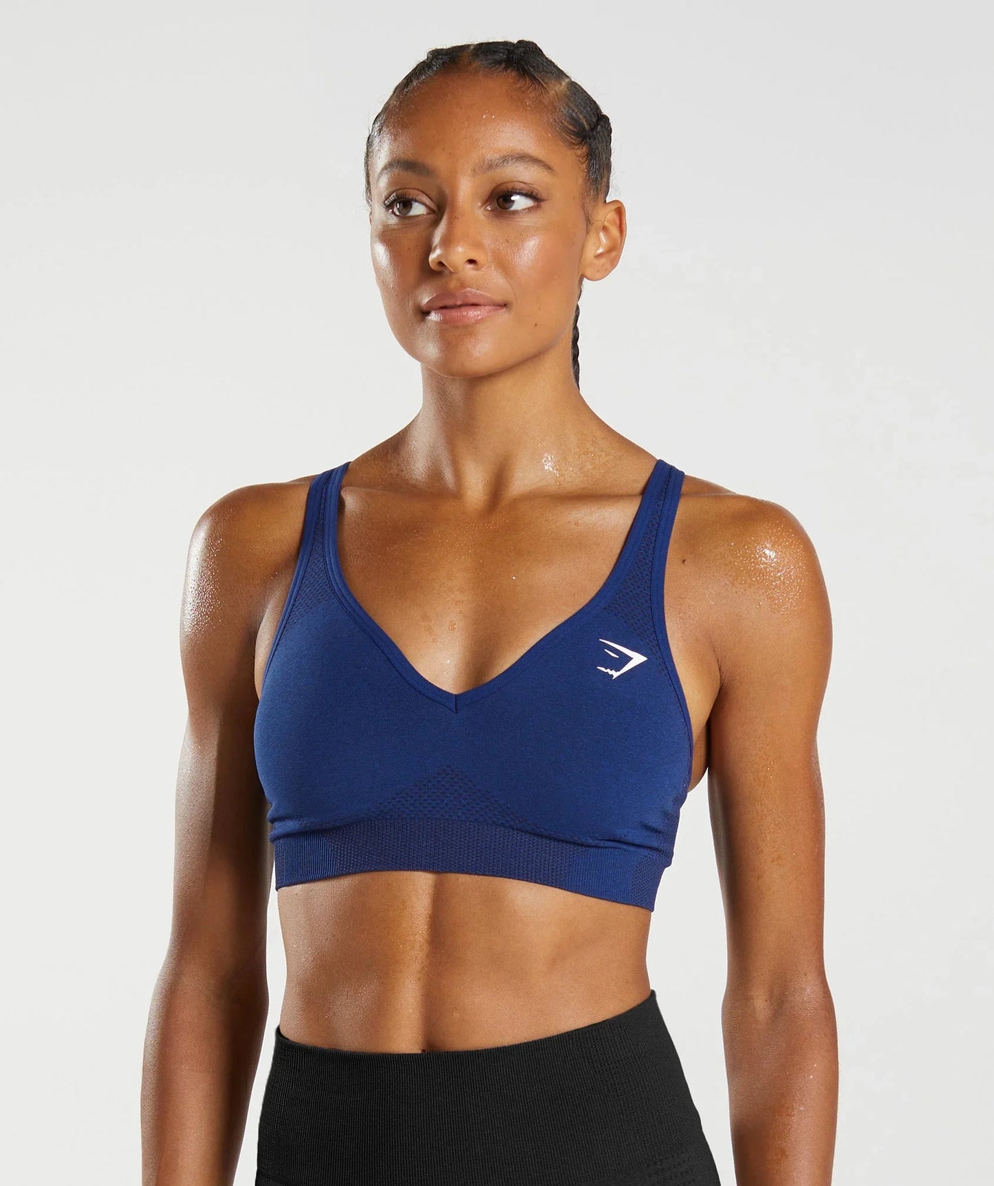 Vital Seamless 2.0 V Neck Sports Bra - Stellar Blue Marl