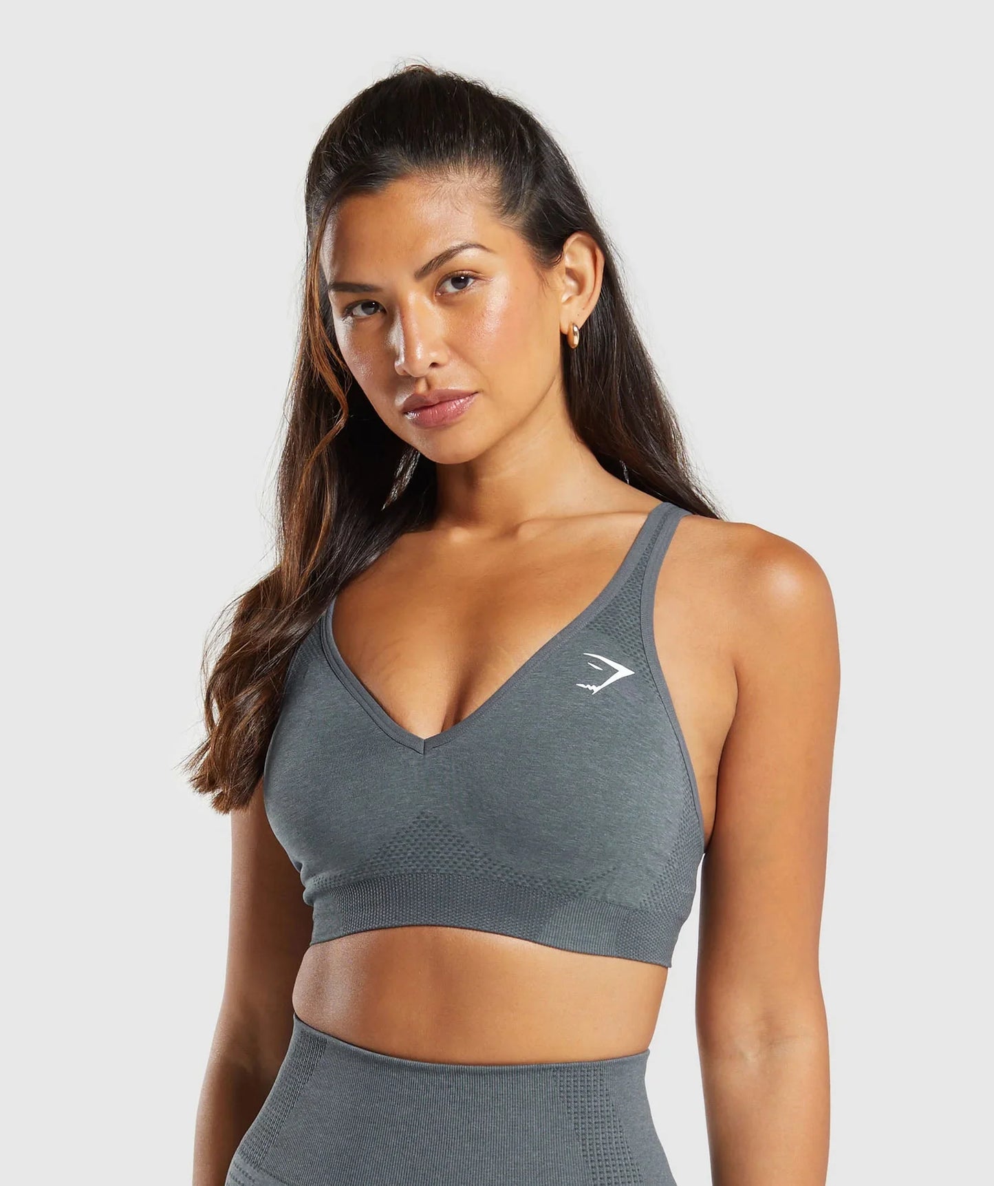 Vital Seamless 2.0 V Neck Sports Bra - Strong Grey/ Marl