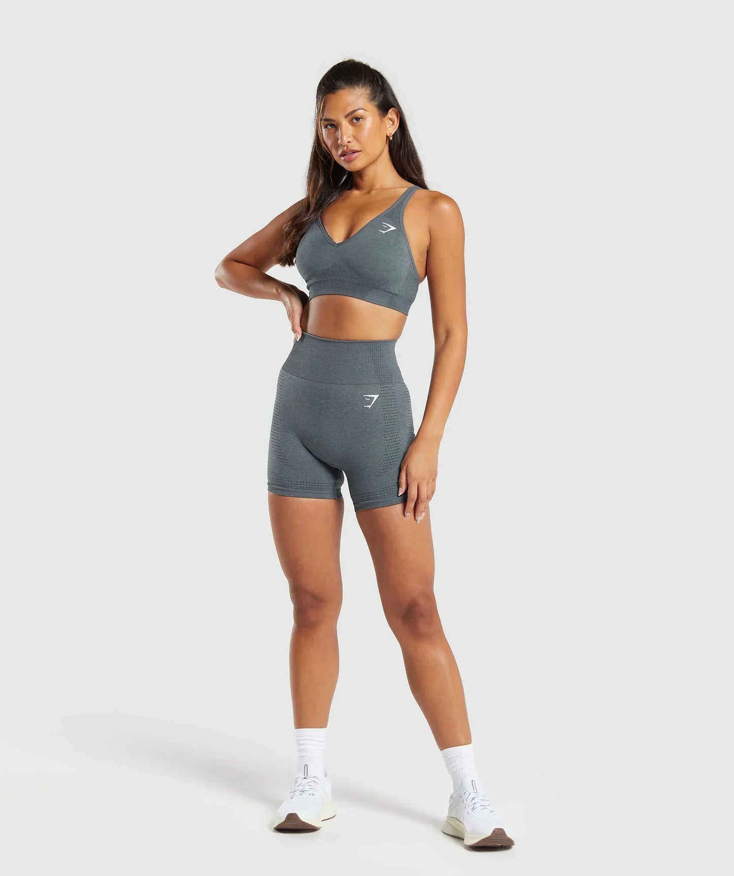 Vital Seamless 2.0 V Neck Sports Bra - Strong Grey/ Marl